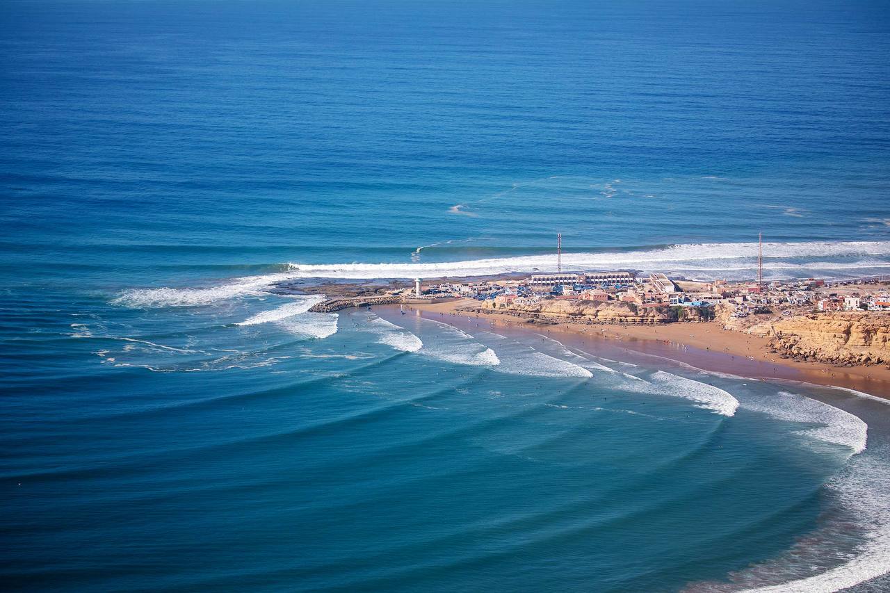 Aerial view over Imsouane Bay in Morocco